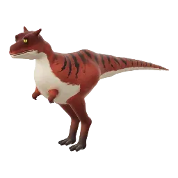 A Carnotaurus standing in a red ring.