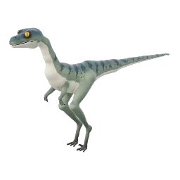 A Compsognathus standing in a green ring.